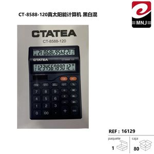 CTATEA CT-8588-120 Solar Calculator Black White Mix 12 Digit Display Dual Power - Product Image 3