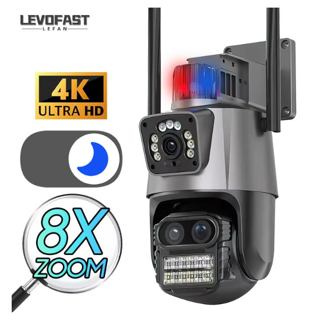 LEVOFAST 3+3MP Dual Lens Linkage Camera Wireless WiFi Alarm Light Audio Network ICSEE IP Camera WIFI CCTV PTZ Camera