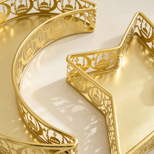 Ensemble de plateaux en métal Art Déco de luxe 661, design lune et étoile, <span class=keywords><strong>plateau</strong></span> décoratif doré pour anniversaire, table de fête, présentation à domicile - Product Image 4