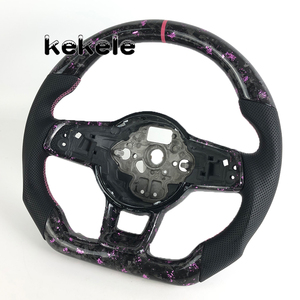 Volante de Fibra de Carbono Forjado <span class=keywords><strong>Rosa</strong></span> para <span class=keywords><strong>Volkswagen</strong></span> MK7, Compatible con GTI MK5 MK6 MK8 Golf 2015 2016 2017 2018 2019, Personalizable - Product Image 4