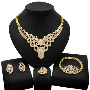Ensemble de bijoux plaqués or 24k pour femmes, de haute qualité, de luxe, de dubaï, cadeau de mariée plissé, en alliage d'or 18k - Product Image 2