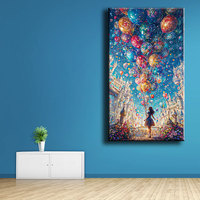 Kit de Peinture Diamant 5D DIY Faite à la Main, Motif Fille avec Ballon Coloré, Mosaïque Personnalisable ASF2935