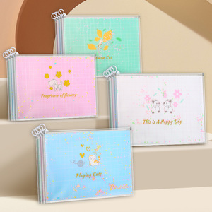 A4 phim hoạt hình sáng bóng Dây kéo tập tin túi không thấm nước PP hoạt hình rộng đo thư mục dập nổi tài liệu bổ sung nghiên cứu tập tin Túi - Product Image 6