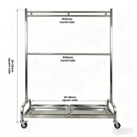 Chariot de séchage et de suspension de viande de canard rôti en acier inoxydable 304 à 2 niveaux avec plateau à graisse et roulettes, équipement de cuisine commercial, vente en gros d'usine