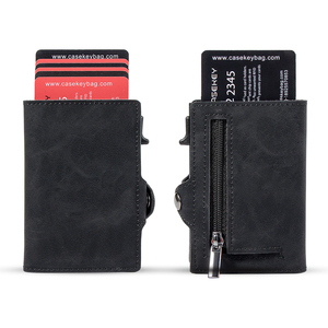 Casekey Cartera de Cuero de Alta Calidad, Tarjetero Delgado con Expulsión Automática, Mini Cartera de Negocios para Tarjetas Bancarias y de Crédito, Dompet Beallery Plegable - Product Image 2