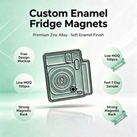Op maat gemaakte koelkastmagneet van zinklegering, instant camera design, vintage stijl, zacht emaille epoxy dome, sterke magnetische achterkant, cadeau, op maat gemaakt