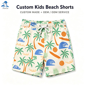 Phayon Kids Unisex Boys <span class=keywords><strong>Surf</strong></span> Print Polyester Respirant Séchage rapide Taille élastique Cordon de serrage réglable Poches latérales Patch au dos - Product Image 1