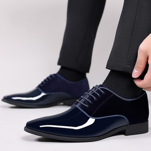 Chaussures habillées pour hommes, style Oxford, bout pointu, à lacets, couleur unie, semelle en caoutchouc, pour le bureau et la carrière, toutes saisons - Product Image 3