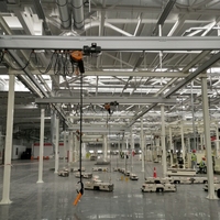 Pont roulant léger à rail en aluminium de 250 kg de capacité avec chariot à faible friction en fonte pour usine de production automobile CE ISO