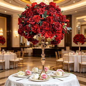 Décoration de mariage, boules de fleurs en soie rose blush, faites à la main, de haute qualité, centres de table - Product Image 1