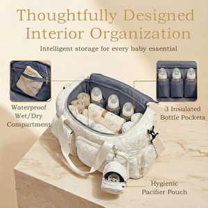 Sac à langer extra-large en tissu Oxford imperméable, avec compartiment à chaussures, poche pour biberon, fermeture éclair, sac tout-en-un pour <span class=keywords><strong>maman</strong></span> - Product Image 3