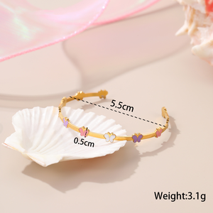 Ensemble de bijoux en acier inoxydable pour enfants HWASAN, bracelet et collier à fleurs colorées et mignonnes pour petites filles, vente en gros - Product Image 6