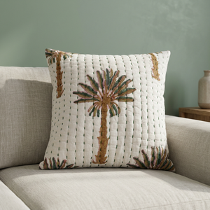 Funda de cojín y almohada cuadrada Kantha con estampado de palmeras, ecológica, hecha a mano, de algodón acolchado, para decoración del hogar y hoteles - Product Image 2