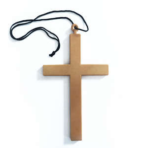 Collier pendentif croix religieuse en or avec chaîne à maillons, accessoires de déguisement pour prêtre, vampire, moine, crucifix, nonne - Product Image 1