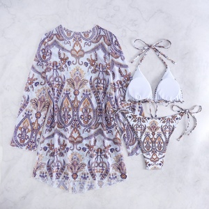 Traje de Baño de 3 Piezas OUTPACE para Mujer, Diseño Modesto con Estampado Animal, Cintura Alta, Tallas Grandes, Spandex/Nylon Ecológico - Product Image 2