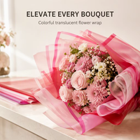 Papier d'emballage recyclable imperméable en PVC double face de 56 cm, bord coloré, emballage cadeau, bouquets de fleurs