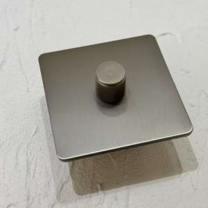 Interrupteur mural universel européen 10A en nickel mat avec panneau en acier inoxydable moleté, variateur <span class=keywords><strong>de</strong></span> lumière rétro double - Product Image 3