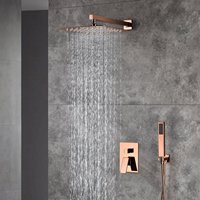 Ensemble de robinetterie de douche et de bain mural Aquacubic Gold, corps en laiton dissimulé, mitigeur pour bain et douche