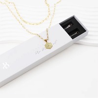 Boîte élégante de tiroir kraft blanc déjoué en argent paquet pour collier emballage cadeau boîte à bijoux en papier avec mousse de velours noir