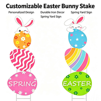 Décoration de jardin de Pâques résistante aux intempéries : Panier à poussière lapin et œufs de Pâques pour pelouse extérieure