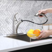 Robinet de lavabo à barre à trou unique en nickel brossé, robinet de cuisine moderne pour petite cuisine, camping-car, salle de bain extérieure, utilitaire