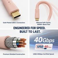 Cable USB4 USB-C a USB-C de Silicona con Blindaje Trenzado y Núcleo de Cobre de LUNG KAY, Carga Rápida y Transferencia de Datos para Teléfono y Tableta