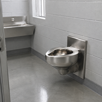 WC mural monobloc moderne en acier inoxydable 304 avec fonction anti-collision et chasse d'eau par gravité pour toilettes, prisons et centres de détention
