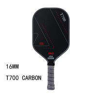 Raquette de pickleball en fibre de carbone givrée à texture tissée T700, monobloc, style identique aux grandes marques, épaisseur 16, 250g, professionnelle