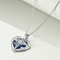 Design classique en argent sterling 925 coquille d'ormeau sceptre amulette ailes d'ange collier pendentif coeur