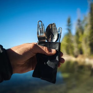 Juego de Cubiertos Plegables de Acero Inoxidable de 3 Piezas, Portátiles, Ecológicos, para Acampar al Aire Libre, Viajar, Hacer Picnic, Cuchara, Tenedor, Cuchillo - Product Image 1