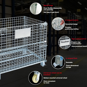Cestas Metálicas Plegables para Almacenamiento, Forma Cúbica, Ruedas Giratorias, Fácil Montaje, Resistentes y Duraderas, Capacidad de 1000 kg, Anticorrosivas - Product Image 3