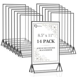 <span class=keywords><strong>Support</strong></span> de signalétique en acrylique Daofary 8,5x11, lot de 14 supports de table <span class=keywords><strong>double</strong></span> face noirs pour cadres photo, présentoir transparent - Product Image 1