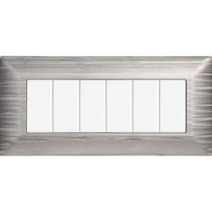 Placca Interruttore a Muro Gloca 6 Vie in Plastica Argento Satinato, Facile Installazione, 2 Pezzi - Product Image 4