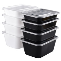 Vente chaude 500ml 650ml 750 Ml 1000ml Boîte à Bento Transparent Rectangulaire Jetable Pp Récipients de Nourriture en Plastique Micro-ondable Préparation de Repas