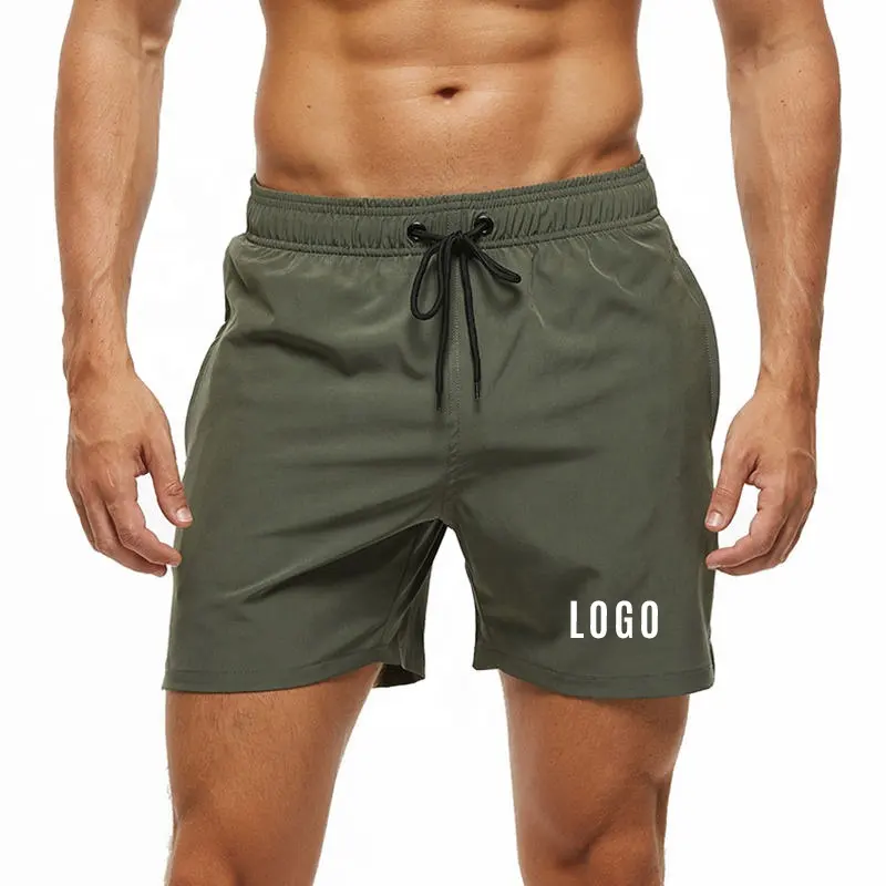 Benutzer definierte Logo Herren Badehose Quick Dry Beach Shorts Herren Beach Board Bade bekleidung Shorts mit Reiß verschluss taschen