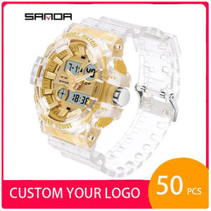 Reloj de Pulsera Deportivo Sanda 3100 con Cronógrafo, Doble Pantalla, Correa Transparente, Luminoso e Impermeable, Personalizable con su Propio Logotipo OEM, para Hombre - Product Image 2