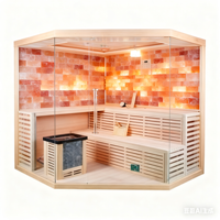 Sauna Uap Basah Garam Himalaya Tradisional untuk 5-6 Orang dengan Panel Kontrol Komputer, Konstruksi Kayu Hemlock Solid untuk Penggunaan Komersial di Vila
