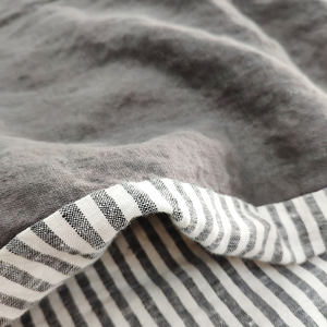 棉水洗条纹羽绒被套灰色床上用品被套枕套大号 - Product Image 6