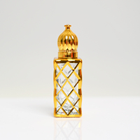 Botol Parfum Ukiran Emas Berlapis Elektroplating Berkualitas Tinggi 9 ml, Botol Attar Oud Kosong, Botol Kaca Roll-on