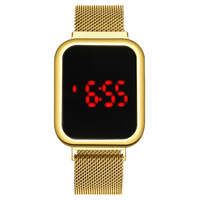 Montre Homme Carrée Tactile LED Personnalisable, Montre Électronique Magnétique à Boucle Paresseuse