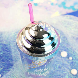 Tazas de plástico de <span class=keywords><strong>sirena</strong></span> de doble pared, vaso de café de hielo con paja y tapa - Product Image 6