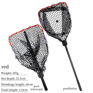 Filet de pêche 113cm aluminium pliable épuisette maille en silicone souple PVC poignée filet de dégagement pour mouche truite saumon bar <span class=keywords><strong>Kayak</strong></span> pêche - Product Image 3