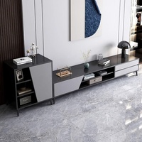 Console multimédia XINGRUO en mélamine MDF gris aurore obsidienne, prête pour les projets d'hôtels et d'appartements