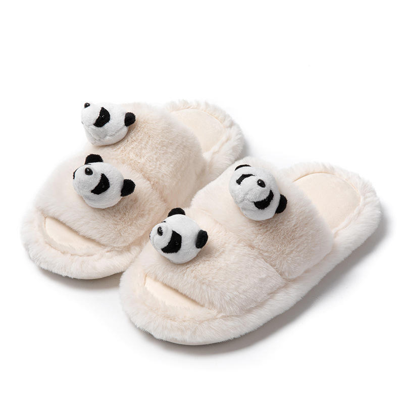 Women's Cute Panda Rabbit Fur for Soft Plush Warm Comfortable Breathable Anti-Slip Fashion Winter