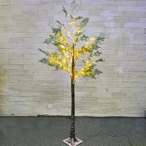 Vendita calda 71in 180LED luci dell'albero smaltate costanti con foglie di cipresso che nevica la luce della decorazione di natale per la sala Festival del partito