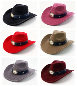 <span class=keywords><strong>Sombrero</strong></span> Vaquero de Peluche de Moda 2026, Colorido, de Ala Ancha, Unisex, para Invierno, con Cinturón de Toro y Cinco Estrellas - Product Image 2