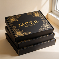 Boîte cadeau luxe en carton noir avec estampage à chaud Orchid, livraison express 72h, boîte d'expédition pour vêtements, étanche