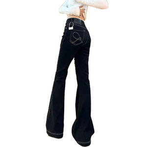 <span class=keywords><strong>Jeans</strong></span> Neri Elasticizzati di Alta Qualità con Design a Linea Retrò e Tasca Posteriore con Etichetta - Product Image 1