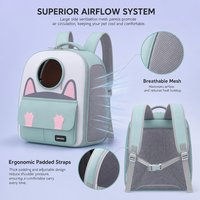 Nouveau design Sac à dos de transport pour animaux de compagnie pliable et portable, multi-couleurs, avec fenêtre bulle capsule spatiale, oreilles et pattes de chat, poche latérale en maille respirante, idéal pour les voyages