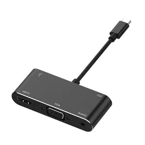 Adaptor HDTV HUB AUDIO USB 3.0, USB C Ke VGA Tipe C dengan PD Charger untuk Macbook HDMI Kompatibel